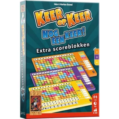 999 Games Keer Op Keer Scoreblok 3 Stuks Level 2, 3 En 4 - Dobbelspel