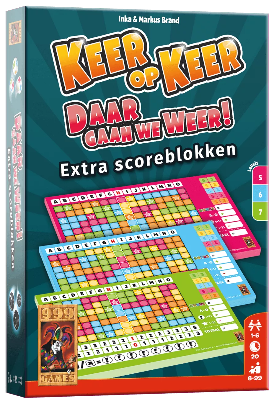 999 Games Keer Op Keer Scoreblok 3 Stuks Level 5, 6 En 7 - Dobbelspel - Image 2
