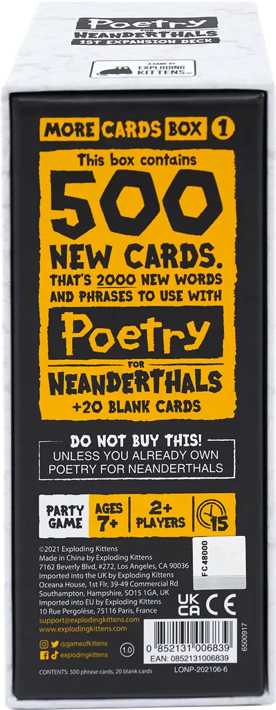 EXPLODING KITTENS Poetry For Neanderthals 1st Expansion - Image 3